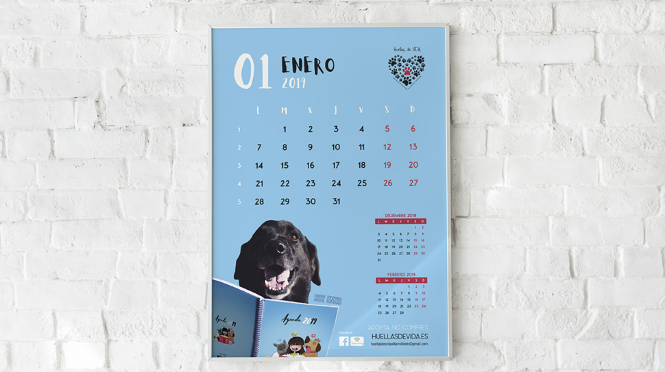 Colorful poster template on a white brick wall